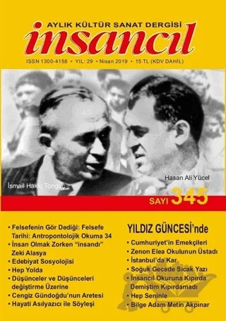 İnsancıl Aylık Kültür Sanat Dergisi Sayı: 345 Nisan 2019 – İnsancıl Dergisi Yayınları kitap kapağı