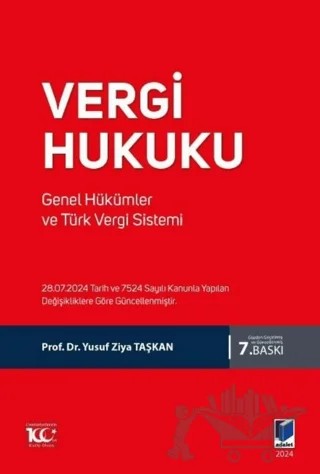 Vergi Hukuku Genel Hükümler ve Türk Vergi Sistemi – Yusuf Ziya Taşkan – Adalet Yayınevi kitap kapağı
