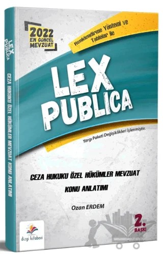 Lex Publica Ceza Hukuku Özel Hükümler Adli Hakimlik Mevzuat Konu Anlatımı – Ozan Erdem – Dizgi Kitap kitap kapağı