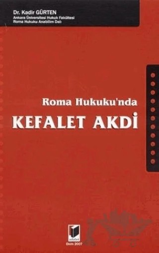 Roma Hukuku’nda Kefalet Akdi – Kadir Gürten – Adalet Yayınevi kitap kapağı