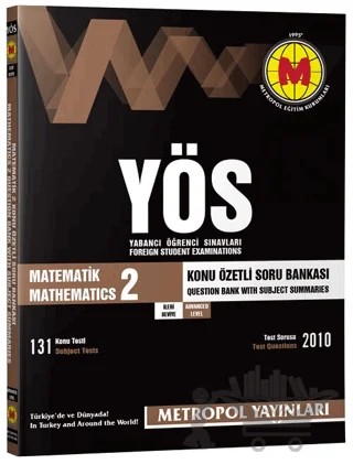 YÖS Matematik 2 İleri Seviye Konu Özetli Soru Bankası – Kolektif – Metropol Yayınları kitap kapağı