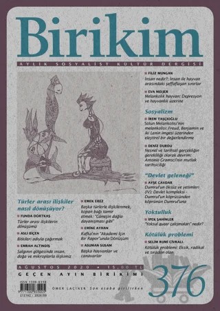 Birikim Aylık Sosyalist Kültür Dergisi Sayı: 376 Ağustos 2020 – Birikim Yayınları kitap kapağı