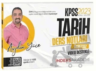İndeks Akademi 2023 KPSS Tarih Video Ders Notları – Aydın Yüce – İndeks Akademi Yayıncılık kitap kapağı