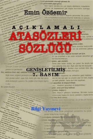 Açıklamalı Atasözleri Sözlüğü – Emin Özdemir – Bilgi Yayınevi kitap kapağı