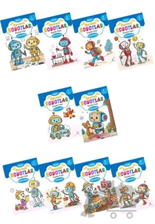 Sevimli Robotlar Boyoma Kitabı Sticker Çıkartmalı (10 Kitap Set) – Kolektif – Atlı Karınca Yayınları kitap kapağı