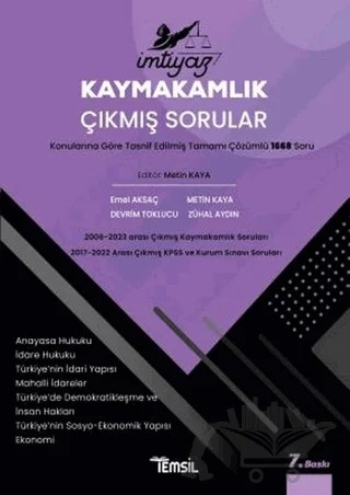 İmtiyaz Kaymakamlık Çıkmış Sorular – Metin Kaya, Devrim Toklucu, Emel Aksaç, Zühal Aydın – Temsil Kitap kitap kapağı
