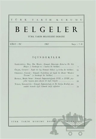 Türk Tarih Belgeleri Dergisi Sayı: 7 - 8 Cilt: 4 – Türk Tarih Kurumu Yayınları kitap kapağı