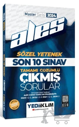 2024 ALES Sözel Yetenek Son 10 Sınav Tamamı Çözümlü Çıkmış Sorular – Kolektif – Yediiklim Yayınları kitap kapağı