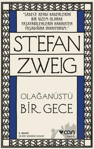 Olağanüstü Bir Gece – Stefan Zweıg – Can Yayınları kitap kapağı