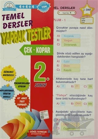 Gönül 2. Sınıf Temel Dersler Yaprak Testler (Çek - Kopar) – Kolektif – Gönül Yayıncılık kitap kapağı