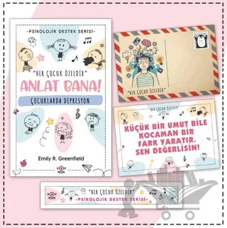Çocuklar İçin Psikolojik Destek Serisi - Çocuklarda Depresyon - Kartpostal ve Ayraç – Emily R. Greenfield – Nesnel Yayınları kitap kapağı
