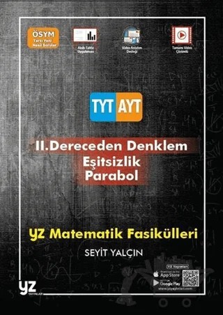 YZ YKS TYT AYT 2. Dereceden Denklem Eşitsizlik Parabol – Salih Koç, Seyit Yalçın – YZ Yayınları kitap kapağı
