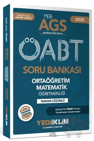 2025 MEB AGS ÖABT Ortaöğretim Matematik Öğretmenliği Tamamı Çözümlü Soru Bankası – Kollektif – Yediiklim Yayınları kitap kapağı