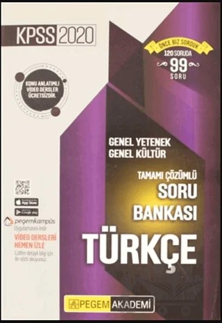 2020 KPSS Genel Yetenek Genel Kültür Tamamı Çözümlü Soru Bankası - Türkçe – Kolektif – Pegem Akademi Yayıncılık kitap kapağı