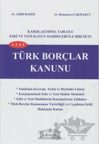 Yeni Türk Borçlar Kanunu (Orta Boy) – Lütfü Başöz – Legal Yayıncılık kitap kapağı