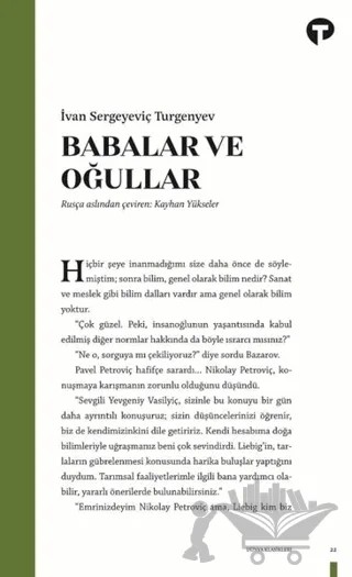 Babalar ve Oğullar – Ivan Sergeyevich Turgenev, Ivan Sergeyeviç Turgenyev – Turkuvaz Kitap kitap kapağı