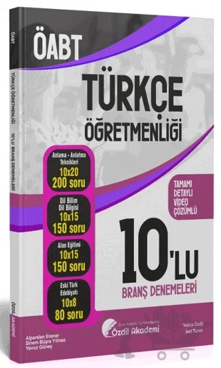 ÖABT Türkçe Öğretmenliği 10 Deneme Çözümlü – Yekta Özdil – Özdil Akademi Yayınları kitap kapağı