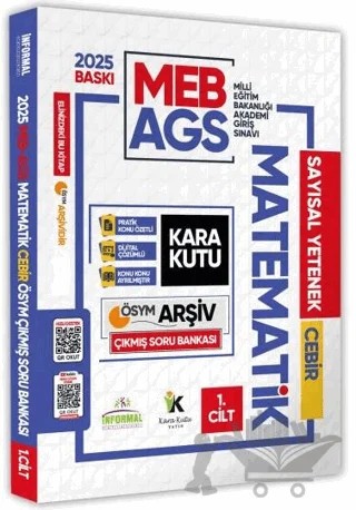 2025 MEB-AGS Matematik Kara Kutu 1.Cilt Cebir Çıkmış Soru Bankası Konu Özetli Video/PDF Çözümlü – Kolektif – Karakutu Yayın kitap kapağı