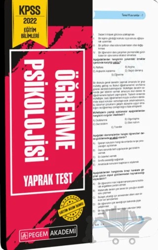 2022 KPSS Eğitim Bilimleri Öğrenme Psikolojisi Yaprak Test – Kolektif – Pegem Akademi Yayıncılık kitap kapağı