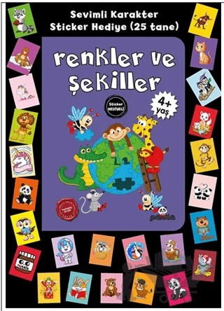Stickerlı 4+ Yaş Renkler ve Şekiller – Pedagog Afife Çoruk – Beyaz Panda Yayınları kitap kapağı