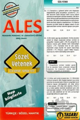 2016 ALES Sözel Yetenek Çek Kopart Yaprak Test – Kolektif – Tasarı Eğitim Yayınları kitap kapağı