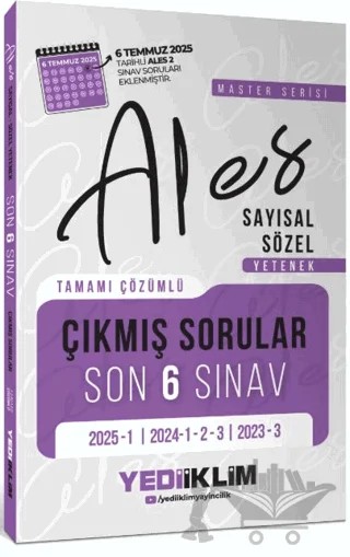 ALES Master Serisi Sayısal Sözel Yetenek Tamamı Çözümlü Son 6 Sınav Çıkmış Sorular – Kolektif – Yediiklim Yayınları kitap kapağı
