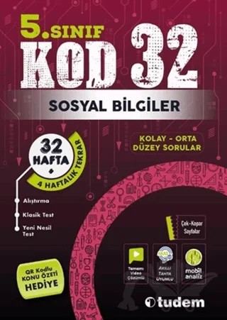 5. Sınıf Sosyal Bilgiler Kod 32 Tekrar Testleri – Kolektif – Tudem Yayınları - Bayilik kitap kapağı