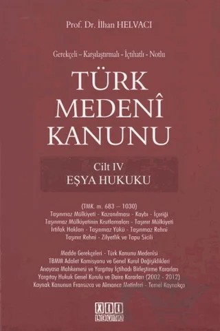 Türk Medeni Kanunu (4 Cilt Takım) – İlhan Helvacı – On İki Levha Yayınları kitap kapağı