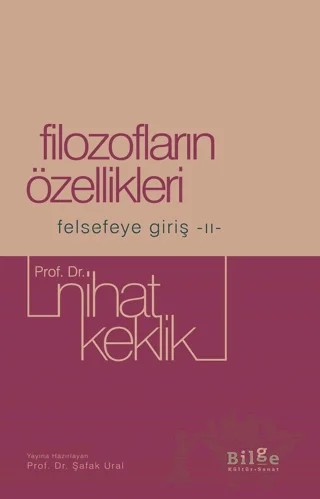 Filozofların Özellikleri – Nihat Keklik – Bilge Kültür Sanat kitap kapağı