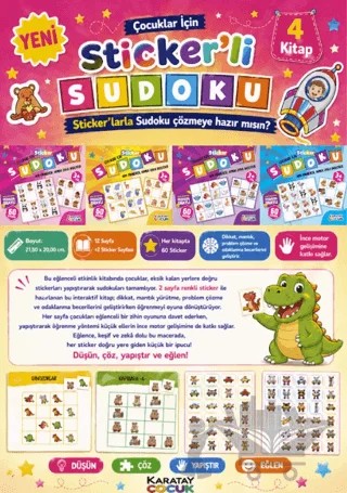 Çocuklar İçin Sticker’li Sudoku - 4 Kitap – Kolektif – Karatay Çocuk kitap kapağı