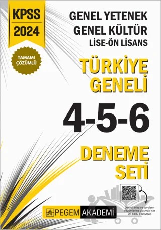 2024 KPSS Genel Yetenek Genel Kültür Lise-Ön Lisans Tamamı Çözümlü Türkiye Geneli Deneme Sınavı 4-5-6 (3'lü Deneme Seti) – Kolektif – Pegem Akademi Yayıncılık kitap kapağı