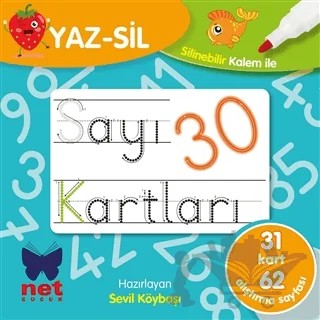 Yaz-Sil Sayı Kartları – Sevil Köybaşı – Net Çocuk Yayınları kitap kapağı
