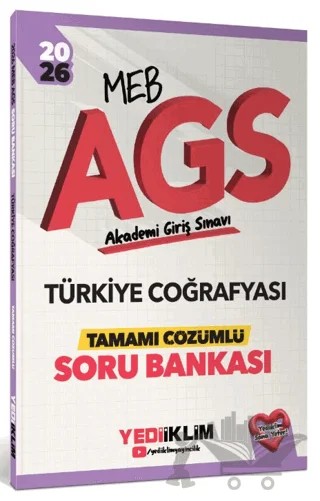 2026 MEB AGS Türkiye Coğrafyası Tamamı Çözümlü Soru Bankası – Kolektif – Yediiklim Yayınları kitap kapağı