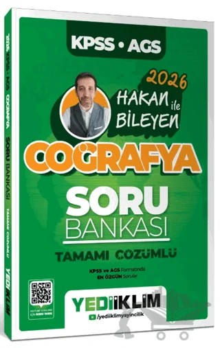 2026 KPSS AGS Coğrafya Tamamı Çözümlü Soru Bankası – Hakan Bileyen – Yediiklim Yayınları kitap kapağı