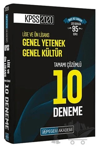 2020 KPSS Lise ve Önlisans Adayları İçin Tamamı Çözümlü 10 Deneme – Kolektif – Pegem Akademi Yayıncılık kitap kapağı