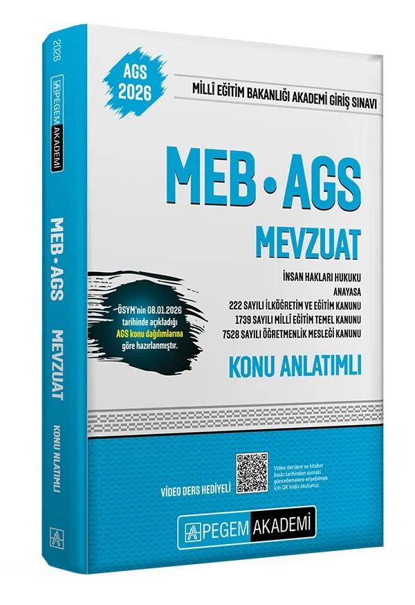 2026 MEB AGS Konu Anlatımlı Mevzuat – ekibi tarafından özenle oluşturulmuş, geniş kapsamlı yayınlar olacaktır. – Pegem Akademi Yayıncılık kitap kapağı
