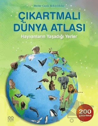 Çıkartmalı Dünya Atlası - Hayvanların Yaşadığı Yerler – Ruth Brocklehurst – 1001 Çiçek Kitaplar kitap kapağı