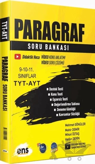 TYT AYT Paragraf Soru Bankası – Mehmet Gönüler, Mahir Demir – ENS Yayınları kitap kapağı
