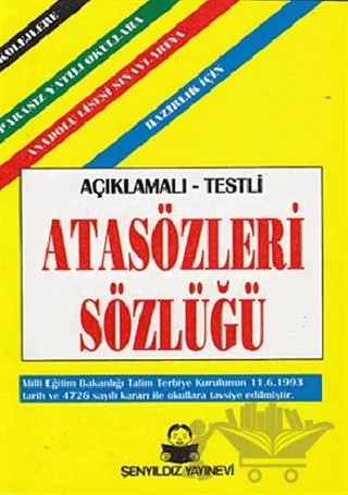 Atasözleri Sözlüğü – Müfit Aksakal – Şenyıldız Yayınevi kitap kapağı