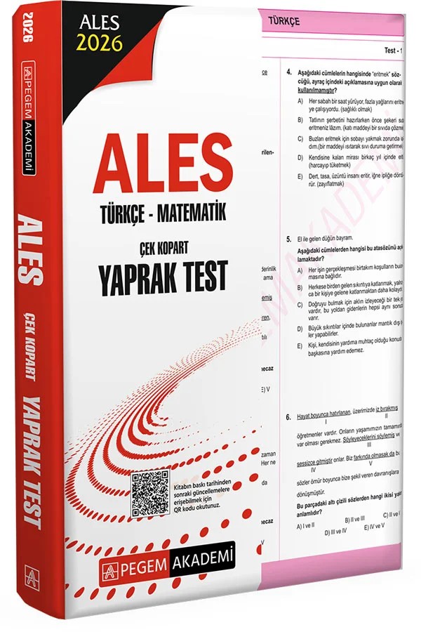 2026 ALES Türkçe-Matematik Çek Kopart Yaprak Test – Matematik Çek Kopart Yaprak Test – Pegem Akademi Yayıncılık kitap kapağı