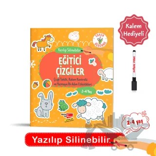 2- 4 Yaş Yaz Sil Eğitici Çizgiler Etkinlik Kitabı – Kolektif – Dikkat Atölyesi Yayınları kitap kapağı