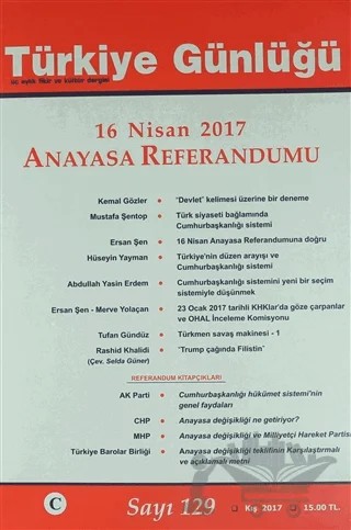 Türkiye Günlüğü Sayı: 129 16 Nisan 2017 – Cedit Neşriyat kitap kapağı