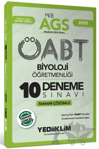 2025 MEB AGS ÖABT Biyoloji Öğretmenliği Tamamı Çözümlü 10 Deneme Sınavı – Kollektif – Yediiklim Yayınları kitap kapağı