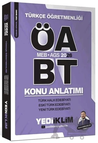 2026 ÖABT MEB-AGS Türkçe Türk Halk, Eski Türk, Yeni Türk Edebiyatı Konu Anlatımı – Faruk Karaaslan – Yediiklim Yayınları kitap kapağı
