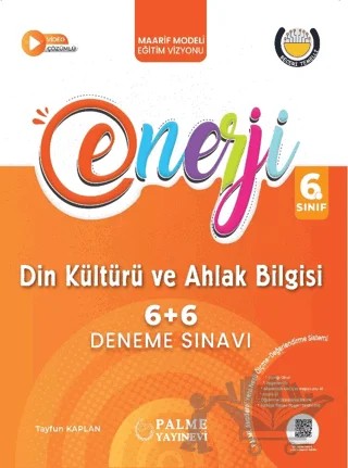 6. Sınıf Enerji 6+6 Din Kültürü ve Ahlak Bilgisi Deneme Sınavı – Tayfun Kaplan – Palme Yayınları kitap kapağı