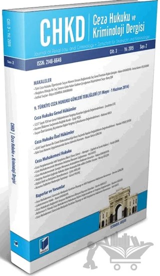 Ceza Hukuku ve Kriminoloji Dergisi Cilt:3 Yıl:2015 Sayı:2 – Adalet Yayınevi kitap kapağı