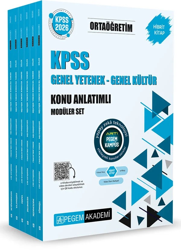 2026 KPSS Ortaöğretim Konu Anlatımlı Modüler Set Genel Yetenek Genel Kültür (6 Kitap) – ekibi tarafından özenle oluşturulmuş Konu Anlatımlı Setimizi sizlere sunuyoruz. Kitabımızın baskı ta – Pegem Akademi Yayıncılık kitap kapağı