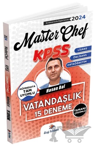 KPSS Vatandaşlık Master Chef 15 Deneme Çözümlü – Hasan Bal – Dizgi Kitap kitap kapağı