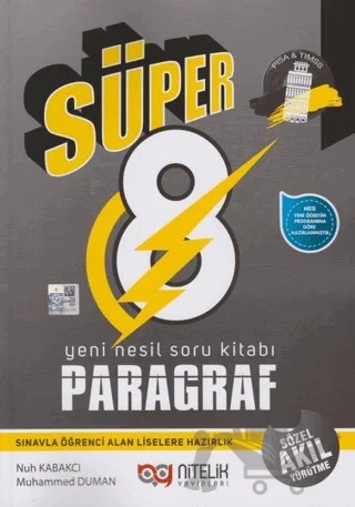 8. Sınıf Paragraf Süper Yeni Nesil Soru Kitabı – Nuh Kabakcı, Muhammed Duman – Nitelik Yayınları - Bayilik kitap kapağı