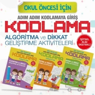 Okul Öncesi Adım Adım Kodlamaya Giriş (3 Kitap+Yazı Tahtası) – Kolektif – Dikkat Atölyesi Yayınları kitap kapağı